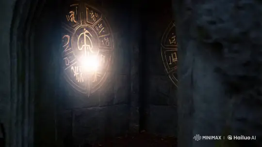 Boy Opens Mystical Doorway with Ancient Symbols – AI Generated Video | Hailuo AI