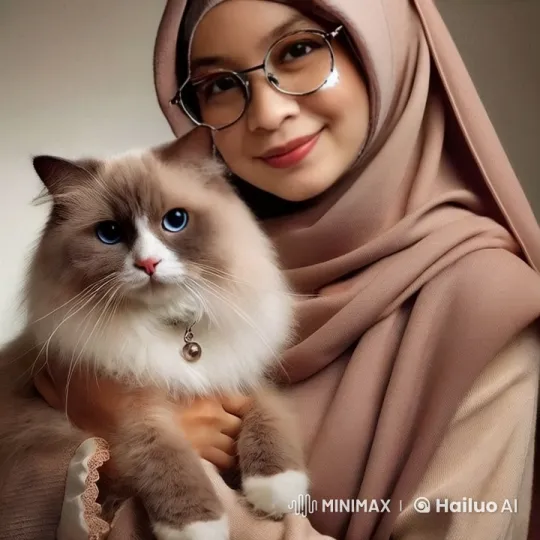 Woman in Hijab Cuddles and Kisses Her Cat – AI Generated Video | Hailuo AI