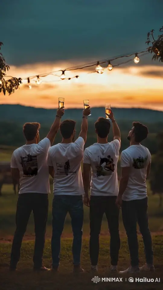 Brazilian Men Toasting at Festive Nighttime Celebration – AI Generated Video | Hailuo AI