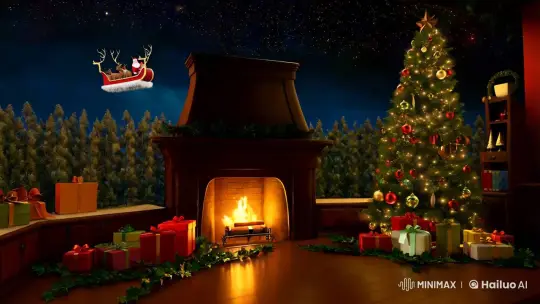 3D Christmas Scene with 'Happy 2025' Text – AI Generated Video | Hailuo AI