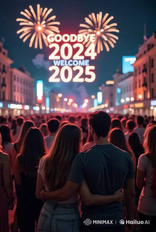Vibrant New Year's Eve Celebration: 2024 to 2025 – AI Generated Video | Hailuo AI