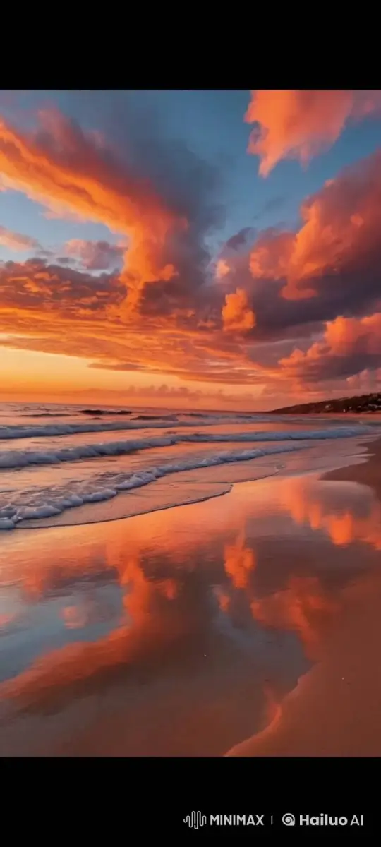 Tranquil Beach Sunset to Twilight Transition – AI Generated Video | Hailuo AI