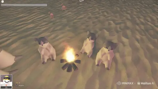 Polygonal Cats Dance with Messi by Campfire – AI Generated Video | Hailuo AI