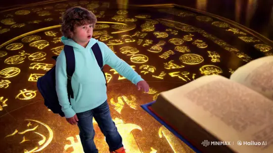 Boy Discovers Enchanted Book in Ancient Chamber – AI Generated Video | Hailuo AI