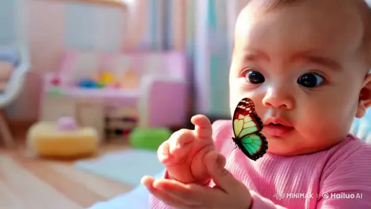 Baby and Butterfly: A Serene, Intimate Moment – AI Generated Video | Hailuo AI