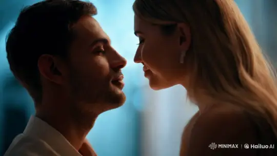 Intimate Embrace: A Slow-Motion Kiss in Warm Light – AI Generated Video | Hailuo AI
