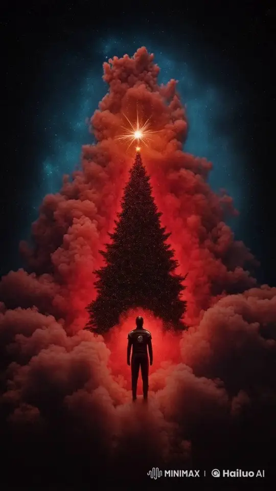 Christmas Tree of Clouds with Fireworks Celebration – AI Generated Video | Hailuo AI