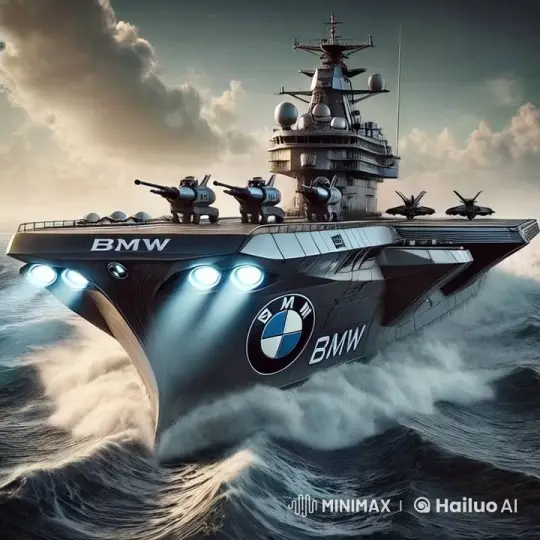 BMW-Branded Ship Navigates Stormy Seas with Dramatic Flair – AI Generated Video | Hailuo AI