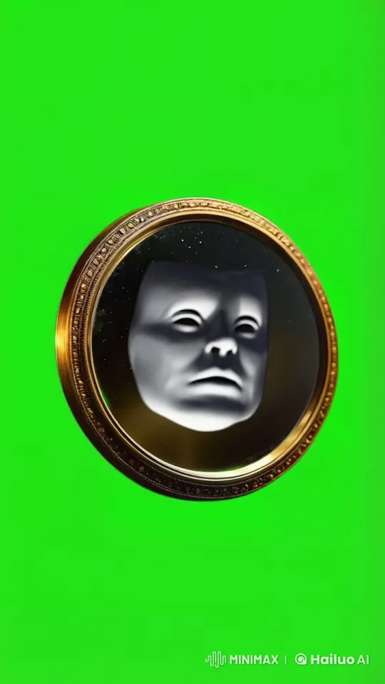 Mask Fades in Reflective Mirror Scene – AI Generated Video | Hailuo AI