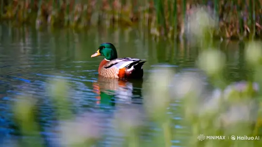 Serene Morning: Duck Glides Across a Tranquil Pond – AI Generated Video | Hailuo AI