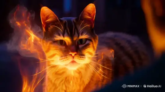 Mystical Cat with Ethereal Glow and Spiraling Smoke Eyes – AI Generated Video | Hailuo AI