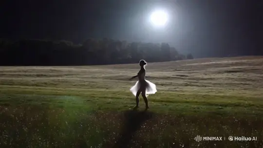 Moonlit Ballet: A Dancer's Serenade in Nature – AI Generated Video | Hailuo AI