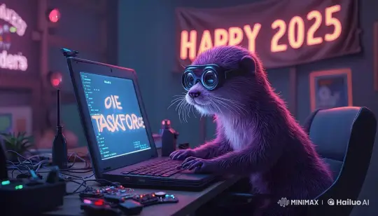 Otter Enthusiastically Works on New Year's Eve – AI Generated Video | Hailuo AI