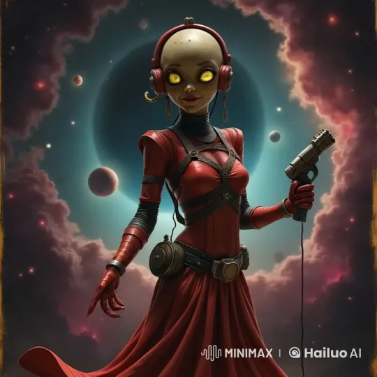 Futuristic Female Warrior in Cosmic Setting – AI Generated Video | Hailuo AI