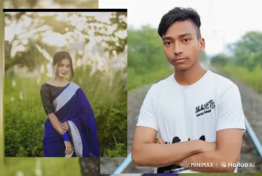 Romantic Encounter: Woman in Saree Meets Man on Railway Track – AI Generated Video | Hailuo AI