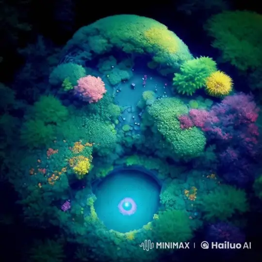 Mystical Pond at Heart of Vibrant Circular Forest – AI Generated Video | Hailuo AI