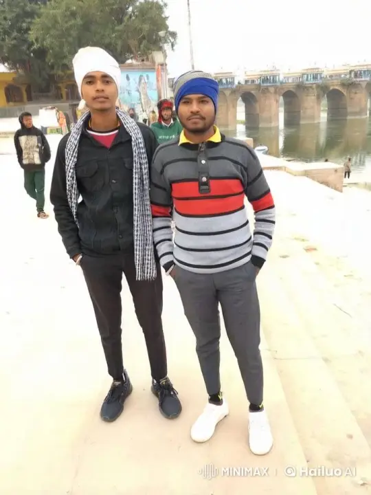 Two Friends Share a Friendly Kiss on a Stairway by the River – AI Generated Video | Hailuo AI