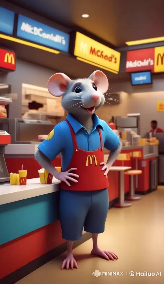 Animated Rat's Joyful Day at Animated McDonald's – AI Generated Video | Hailuo AI