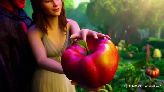 Edenic Garden: Temptation and Allure in Serene Setting – AI Generated Video | Hailuo AI