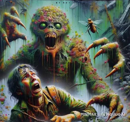 Grotesque Creature Pursues Man in Horrific Animated Scene – AI Generated Video | Hailuo AI