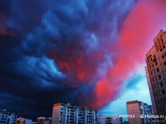 Dramatic Storm Approaches Eastern European Cityscape – AI Generated Video | Hailuo AI