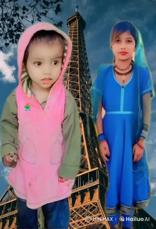 Young Girls Embrace in Front of Eiffel Tower – AI Generated Video | Hailuo AI