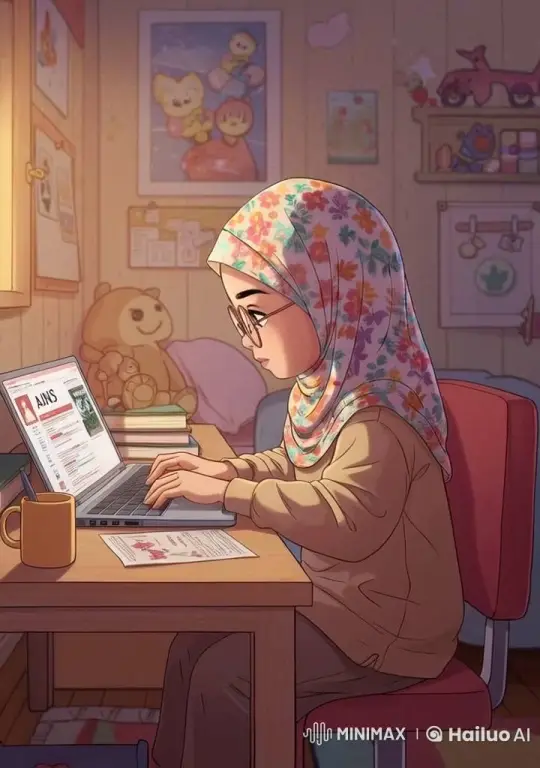 Girl Typing in a Cozy, Animated Room – AI Generated Video | Hailuo AI