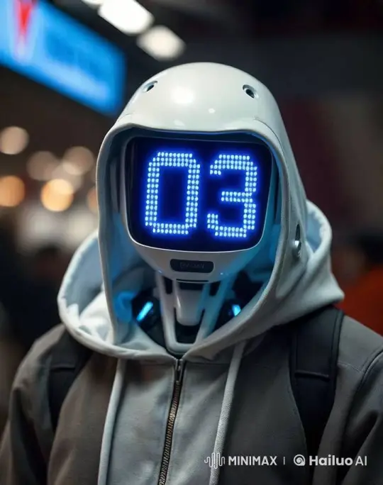 Robotic Wave with Futuristic LED Display – AI Generated Video | Hailuo AI