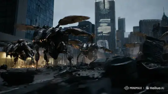 Humanity Battles Giant Cyborg Insects in Urban Warzone – AI Generated Video | Hailuo AI