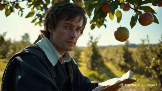 Contemplative Man Reading Under Apple Tree – AI Generated Video | Hailuo AI