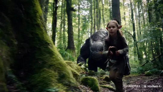 Elven Girl Fleeing Monster in Lush Forest – AI Generated Video | Hailuo AI