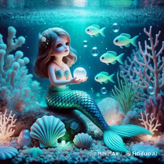 Mermaid with Pulsating Pearl in Luminous Underwater Scene – AI Generated Video | Hailuo AI
