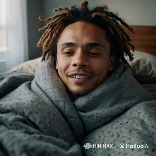 Cozy Morning: Man Awakens Gently in Bed – AI Generated Video | Hailuo AI