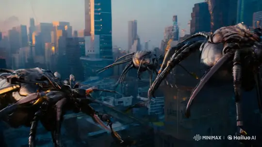 Dystopian Cityscape with Cyborg Giant Insects – AI Generated Video | Hailuo AI
