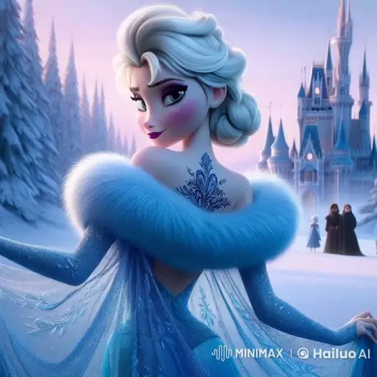 Princess Reveals Elegant Grace in Snowy Castle Setting – AI Generated Video | Hailuo AI