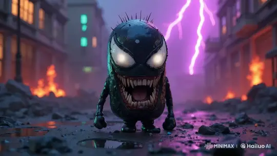 Menacing Creature in Apocalyptic Urban Chaos – AI Generated Video | Hailuo AI