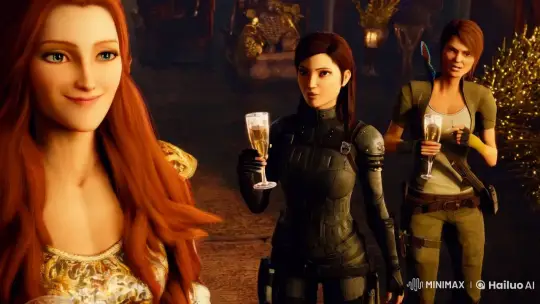 Iconic Female Video Game Characters Celebrate New Year – AI Generated Video | Hailuo AI