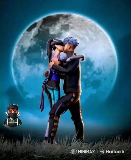 Couple Embraces Under Full Moon in Romantic Scene – AI Generated Video | Hailuo AI
