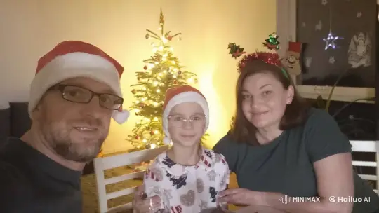 Family Celebrates Christmas Around a Festive Table – AI Generated Video | Hailuo AI