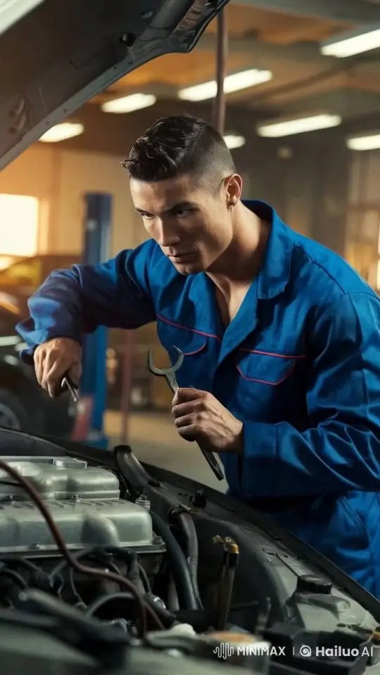 Mechanic Working Under the Hood of a Car – AI Generated Video | Hailuo AI