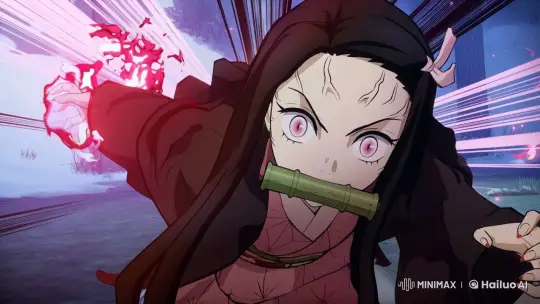 Demon Slayer: Nezuko Charges Through Snowy Night – AI Generated Video | Hailuo AI