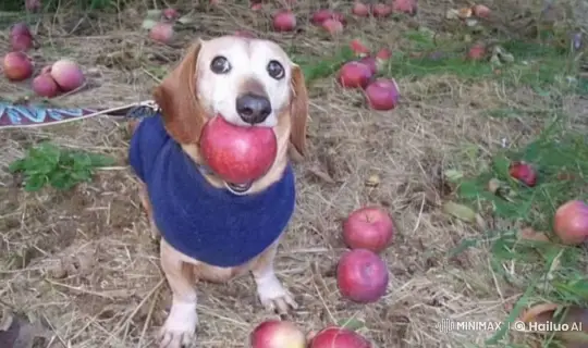 Playful Dog Defies Tornado with Apple in Mouth – AI Generated Video | Hailuo AI