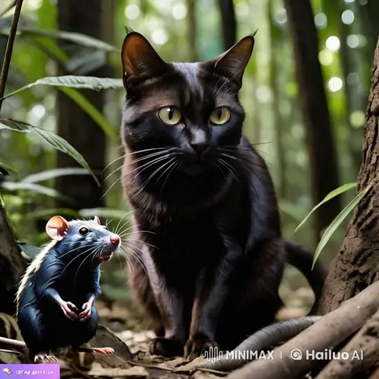 Predator and Prey: Cat vs. Mouse in Forest Combat – AI Generated Video | Hailuo AI