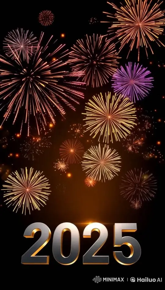 Vibrant 4K Fireworks Display Celebrates 2025 – AI Generated Video | Hailuo AI
