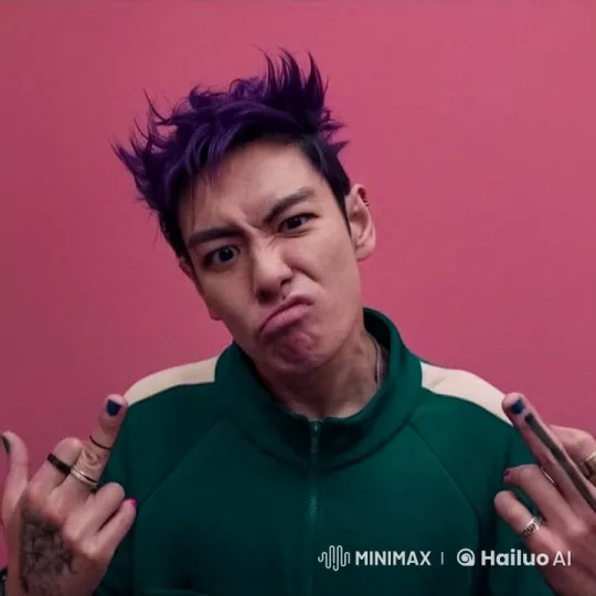 Person Startled by Approaching Fork in Pink Background Scene – AI Generated Video | Hailuo AI