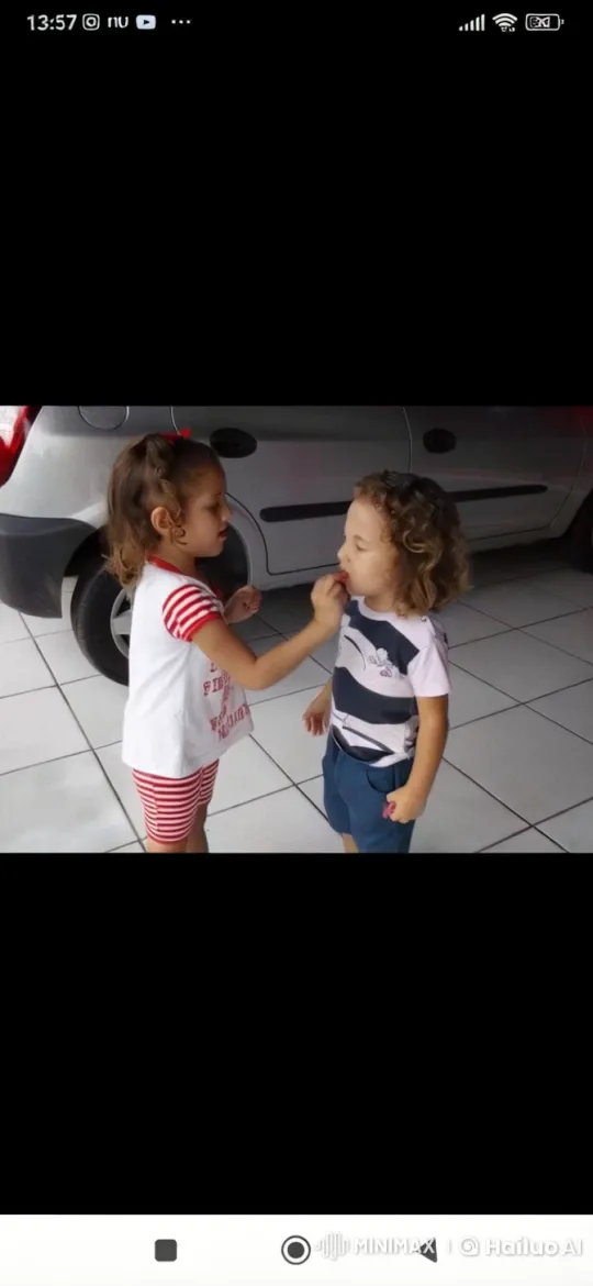 Affectionate Siblings Tend to Each Other in Parking Area – AI Generated Video | Hailuo AI