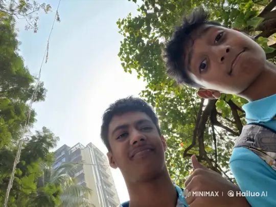 Affectionate Young Couple in Lush Greenery with High-rise Background – AI Generated Video | Hailuo AI