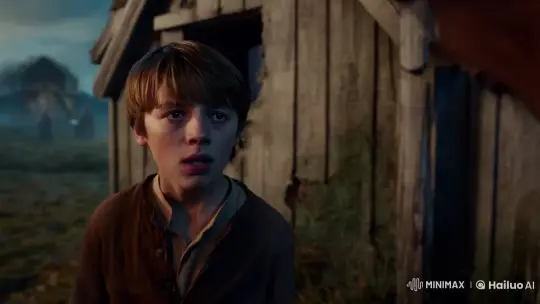 Young Boy Faces Mysterious Figure in Haunted House Clip – AI Generated Video | Hailuo AI