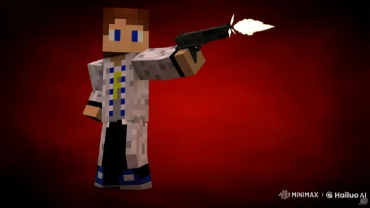Pixelated Character Fires Gun in Dramatic Live2D Animation – AI Generated Video | Hailuo AI