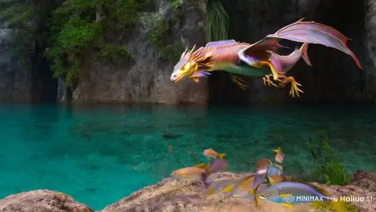 Dragon Pursues Prey in Majestic Cinematic Scene – AI Generated Video | Hailuo AI